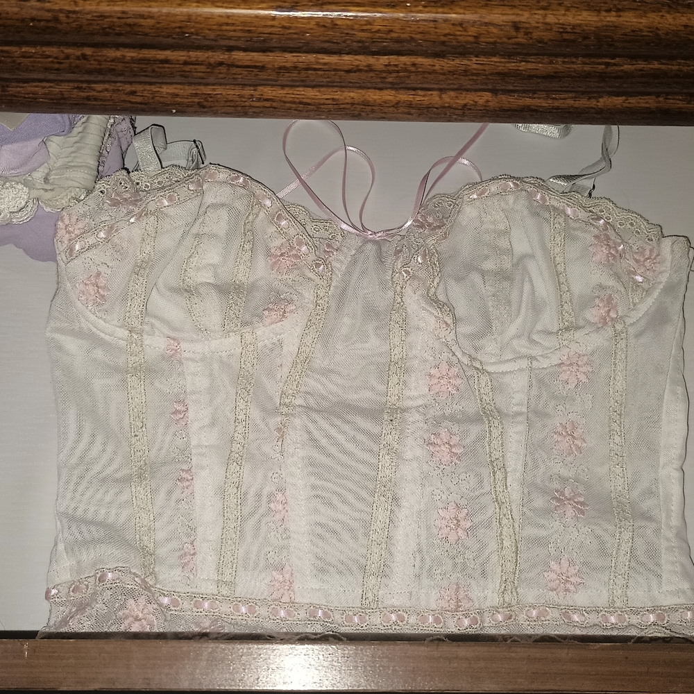 Forever 21 Cream and Pink Lace Camisole
